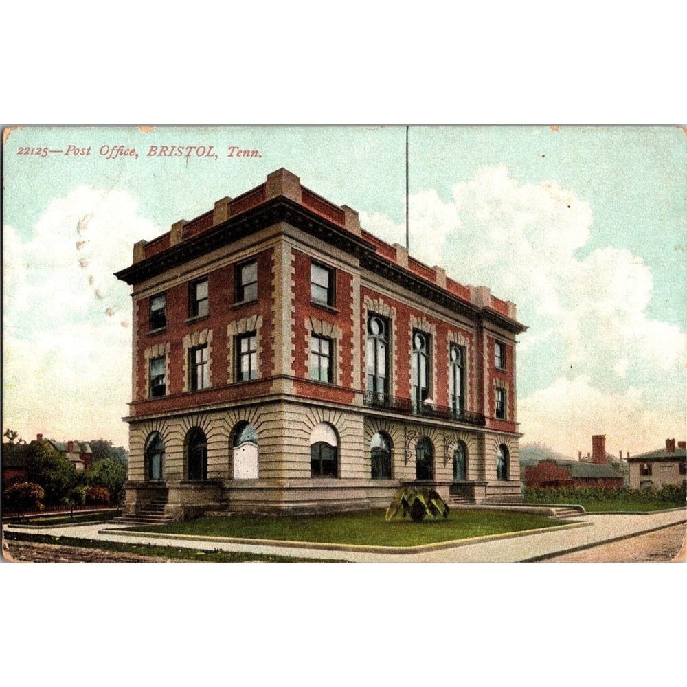 Vintage Postcard Featuring Bristol Tenn Post Office Sent‎ To Mrs. Bristol Adams